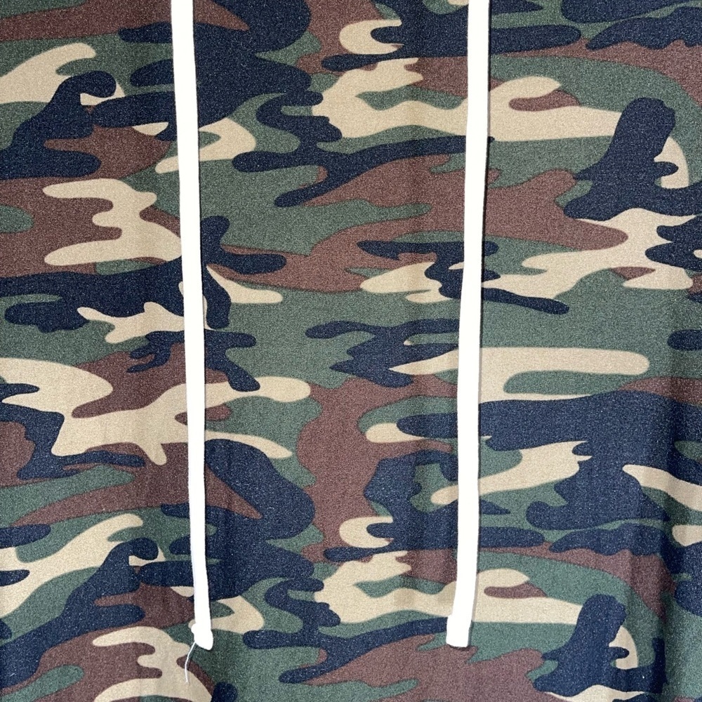 NWOT Love❤️Ari Army Fatigue Midi Hooded Dress W/Short Sleeves & Piping SZ 1X - Picture 3 of 6